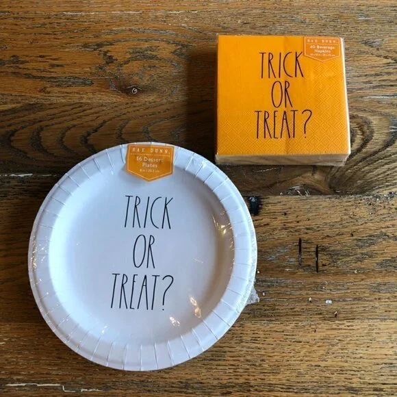 Rae Dunn Halloween Dessert Plates and Beverage Napkins