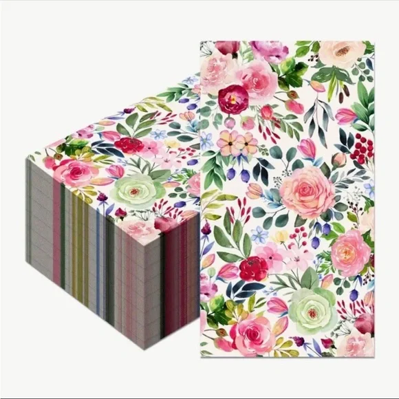 Watercolor Rose Floral Dining Napkins Guest Towels, 20 ct