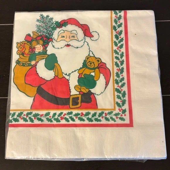 Vintage Hallmark Christmas Santa Claus Napkins | 16 Count 3-Ply Sealed USA Made