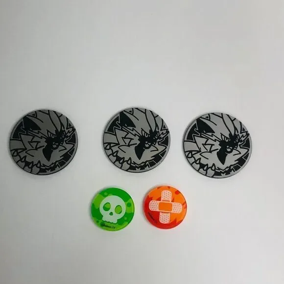 pokémon tcg coin lot plastic lot of 5‎ green orange flip coins