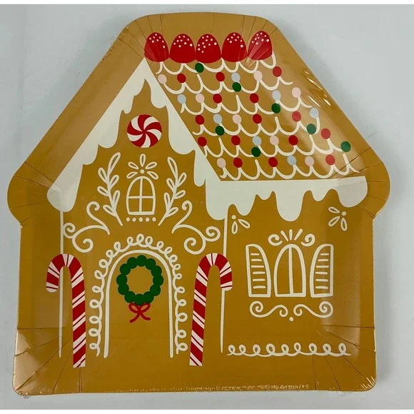 Spritz Gingerbread House Christmas Dinner Plates 10‎ Count Holiday Party