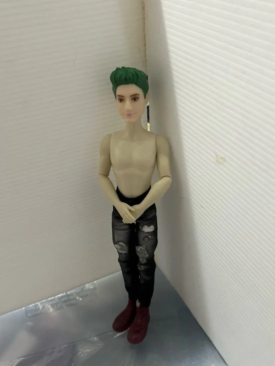 Disney Doll with Green Hair, Black Pants, and Red Shoes