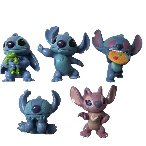 Lot of 5 Disney Lilo and Stitch Figures Angel & Stitch (Cake Topper) 2'' (A)