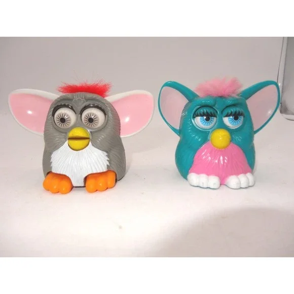 Vintage McDonalds‎ Furby Tiger Electronics 1998 Happy Meal Toys Grey Teal Set 2