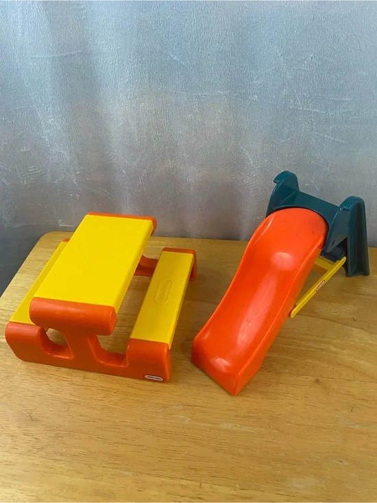 Vintage Little Tikes Dollhouse Slide and Picnic Table