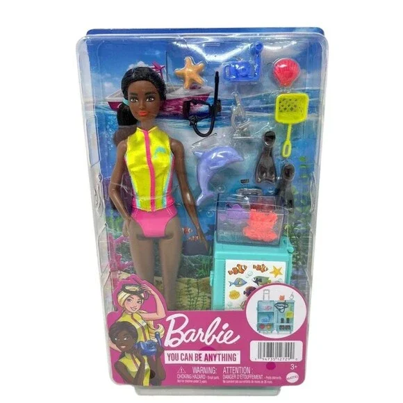 Barbie Marine Biologist Doll African American Black Hair Career Play Set New