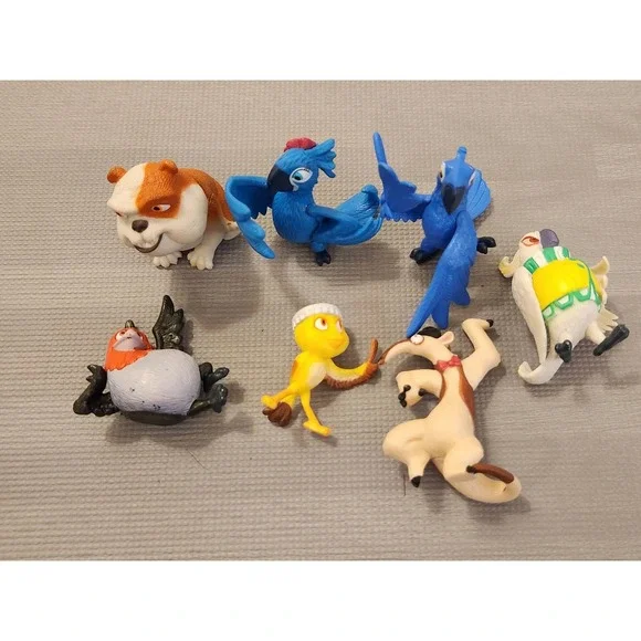 Rio Movie Figure Lot 7pc PVC Blu Jewel Nigel Pedro Nico Toys Cake Toppers