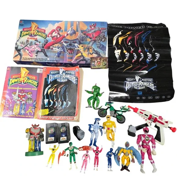 Vintage 90s Mighty Morphin Power Rangers HUGE Mixed Lot Figures Books Game 90s