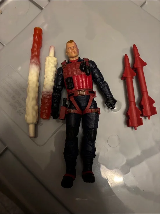Red & Navy Action Figure Toy Soldier with Red Accessories