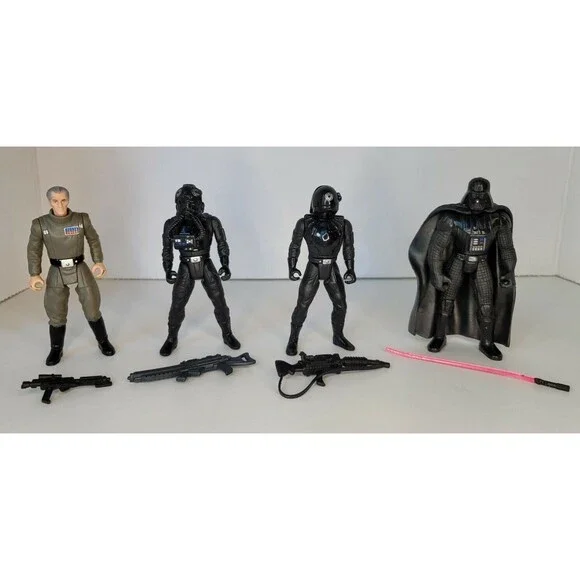 Vtg 95-97 Kenner Star Wars POTF Imperial‎ Lot (Tie Pilot, Tarkin, Vader, Gunner)