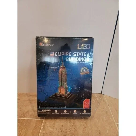 3D Empire State Building Architecture Model Kit LED Lighting‎ NEW 37pcs