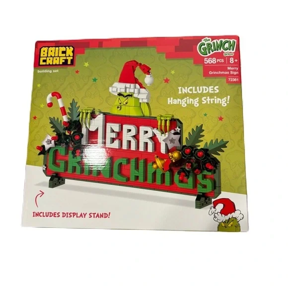 Dr. Seuss Brick Craft Merry Grinchmas Sign Building Set NEW Grinch Christmas