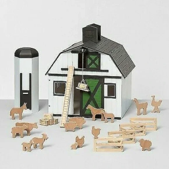 Hearth and Hand Magnolia Wood Barn & Animals Farm Set ~ NEW 24 Pc