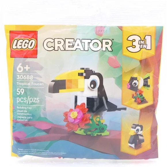 LEGO Creator 3 in 1 Tropical Toucan 30688 Building Toy 59 Pcs Ages 6+ Sealed Bag