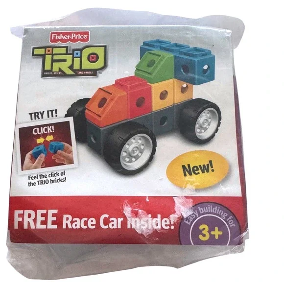 Fisher-Price TRIO Race Car Kids OS Building Blocks Set‎ Bricks Click Connect
