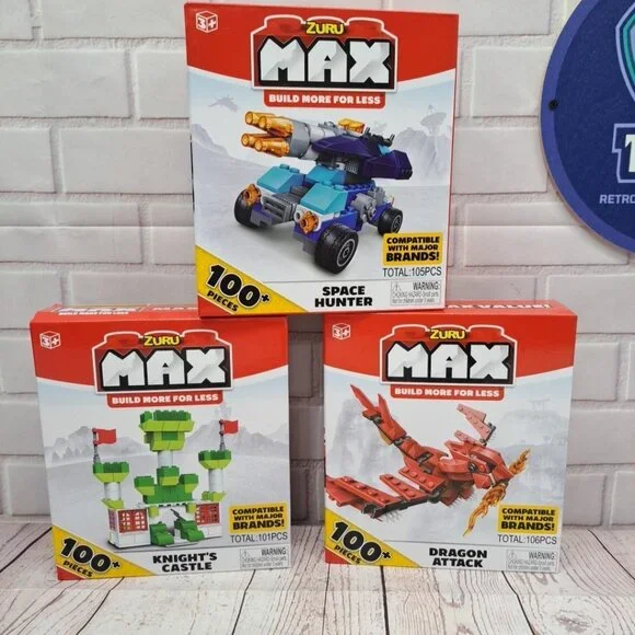 Lot of 3 Zuru Max Build, Space Hunter, Dragon Attack, Knights Castle, Sealed NIB