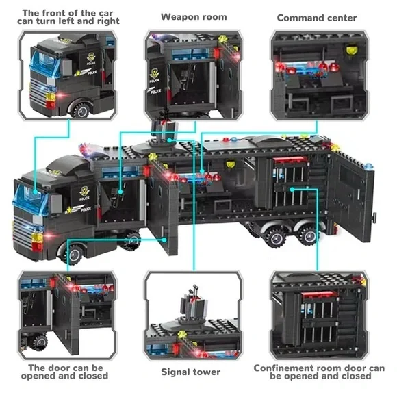 City Police Station Building‎ Kit, SWAT Mobile Command Center Truck Building Toy