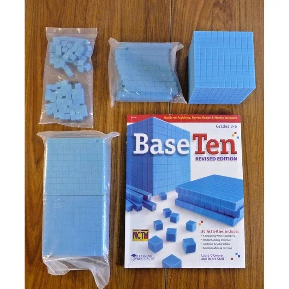 Learning Resources Base‎ Ten Blocks Plus Book 121 Pieces 36 Activities NEW