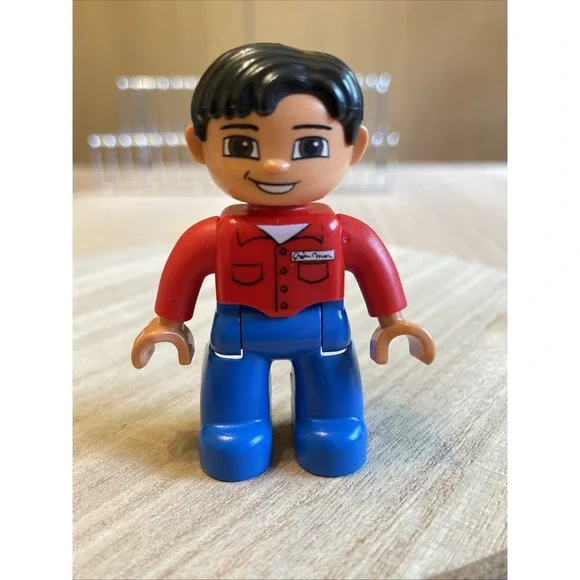 Duplo Lego Man Red Top Blue Pants‎ Ville Figure Only