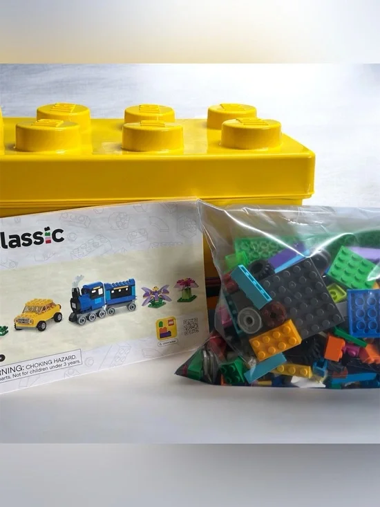 Yellow Lego Brick Storage Box With 1lbs Lego Bricks Etc Lego Classics book
