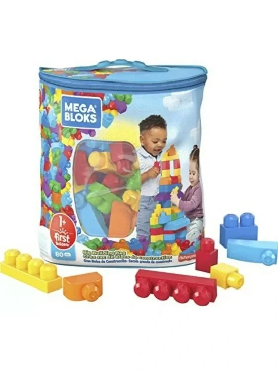 Mega Bloks First Builders Big Building Bag with blocks - 80 Piece Kids Block Set