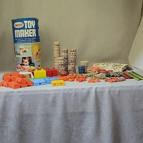 TinkerToy Toy‎ Maker Easy Snap Reusable Wood Plastic No 444
