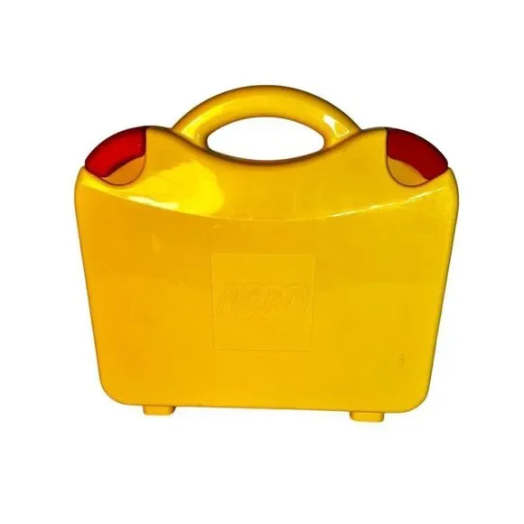 Vintage LEGO Yellow Plastic Carrying Carry Case Storage Box with Dividers