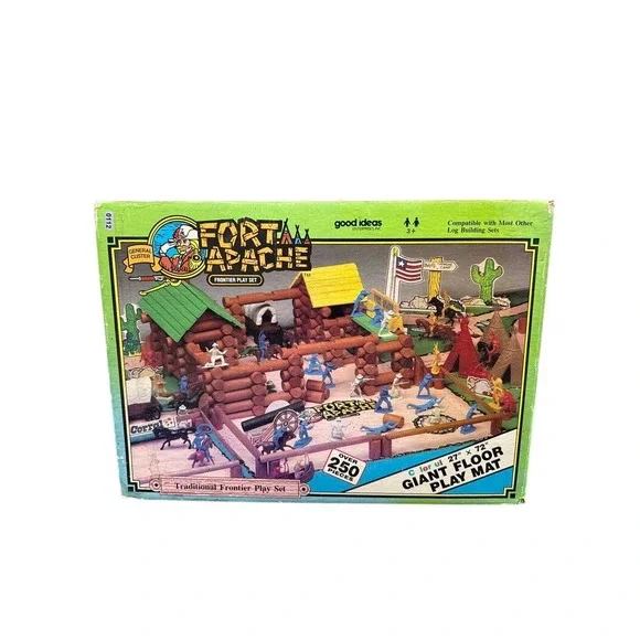 Vintage Fort Apache Frontier Play Set Good Ideas Enterprises 250+ Pcs Mat Box