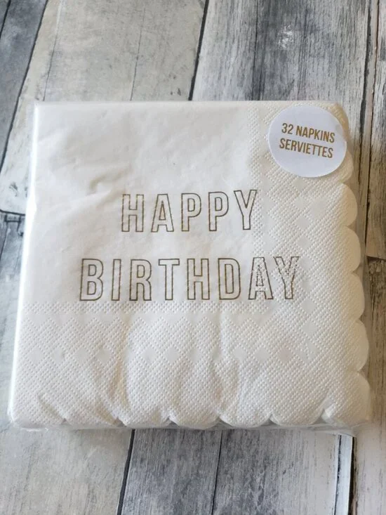 NWT - Meri Meri Happy Birthday With Gold Details 32ct. (6.5