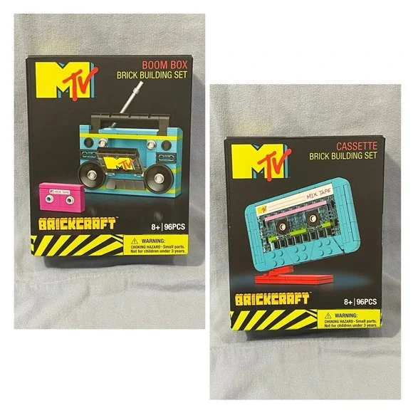 NEW Set MTV Brick Building Sets Boom‎ Box 94 PCS & Cassette 80 PCS By Brickcraft