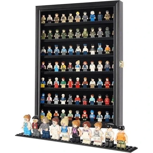 NEW -19 in Minifigure Display Case - Building Block Toy Wall Cabinet Showcase