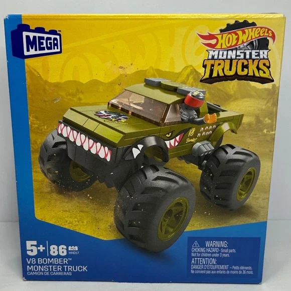 Mega Hot Wheels Monster Trucks V8 Bomber HHD17 Building Set 86 Pcs New