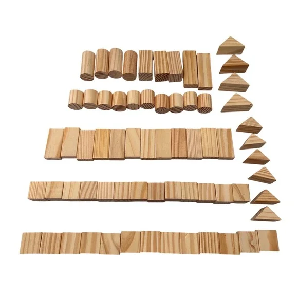 Wooden Building Blocks Set Natural Unpainted Wood Shapes Kids Toy Nursery Decor