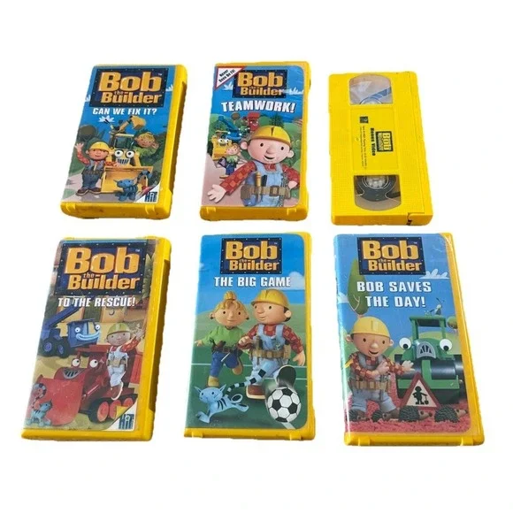 Bob the Builder Lot of 6 VHS Tapes Yellow Clamshell Team Work Can We Fix It