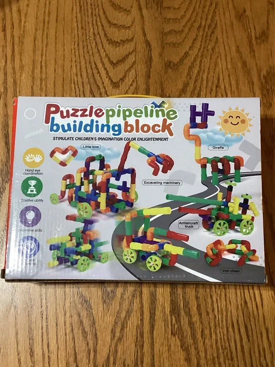 Puzzle Pipeline Building Block Set - Kids Multicolor Construction Toy