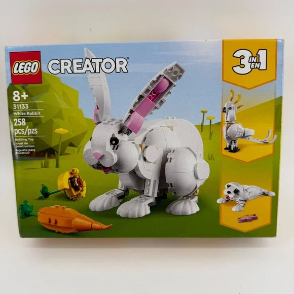 LEGO Creator 3-in-1 White Rabbit 31133 Building Set Bunny Cockatoo Seal 258 Pcs
