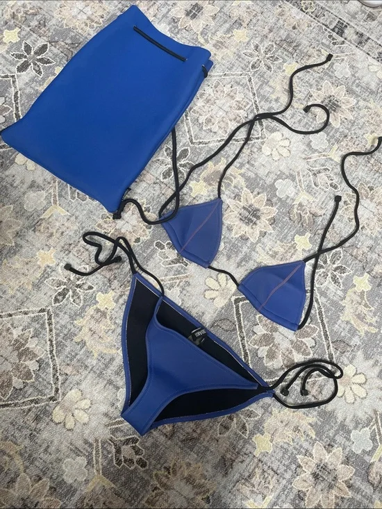 triangl swimwear Electric Blue Neoprene Triangle Bikini Set