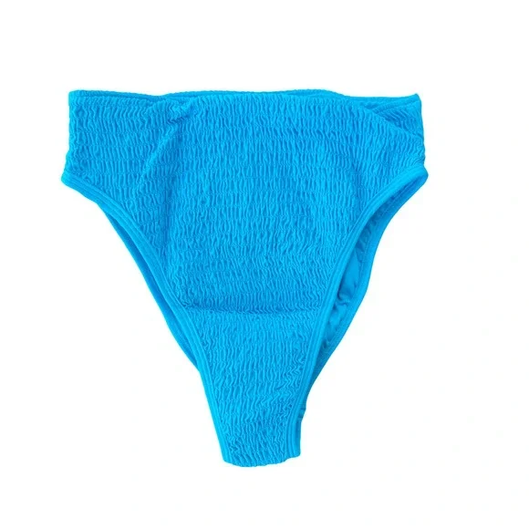 L*Space Barlette Bottom Bitsy Aquarius Blue Smocked High Waist‎ Bikini Bottom S