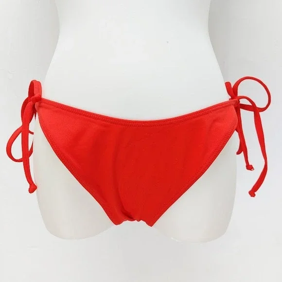 SKIMS Dippy Tie Bottom Women's Recycled Swim Medium Ruby Red Bikini Vacation