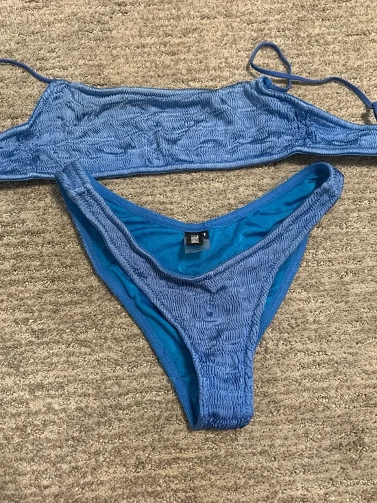 triangl swimwear Blue Textured Bikini Set