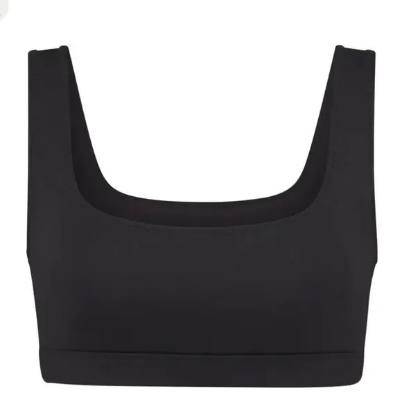 NWT SKIMS Recycled Signature Swim Tank Bikini Top In Onyx Black