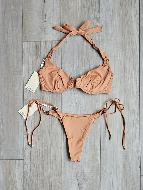 Monday Swimwear Peach Tie-Back Bikini Set