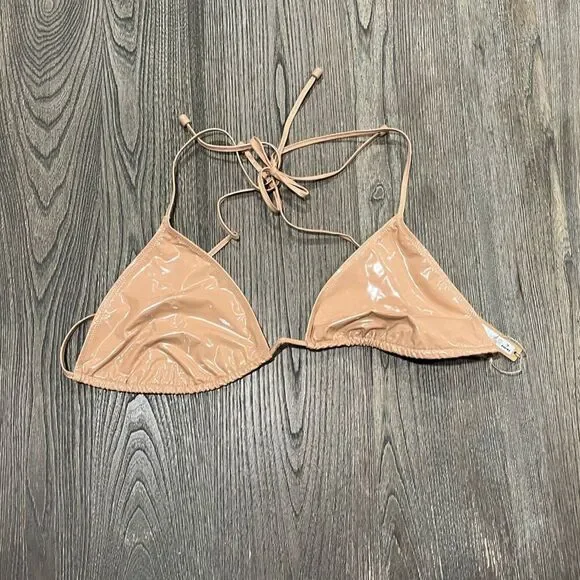 NWT Skims Textured Bikini Story Triangle Top Halter Neck Swimwear Ochre 3X