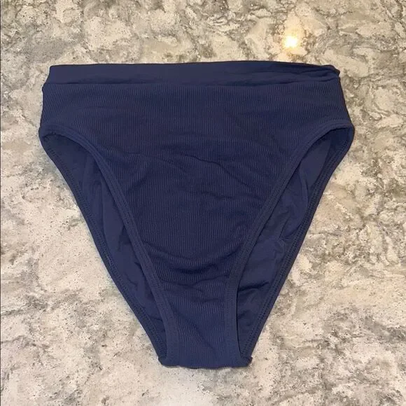👙 L*Space Navy Ribbed Bitsy Cut Bikini Bottom - Size S