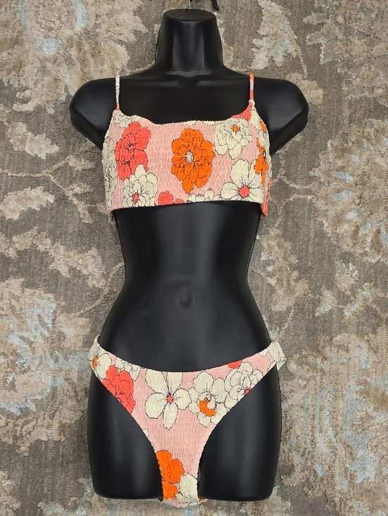 triangl swimwear Pink Floral Bikini with Orange Accents