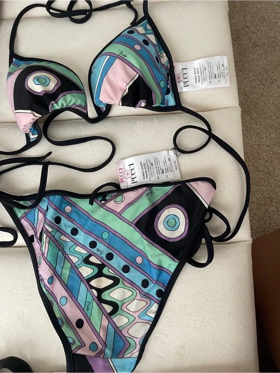 Emilio Pucci Multicolor Triangle Bikini