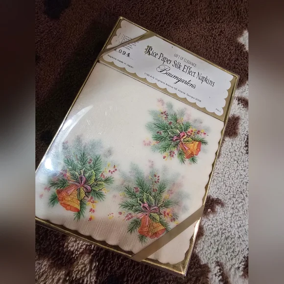 Rice Paper Silk Effect Napkins - Festive Design