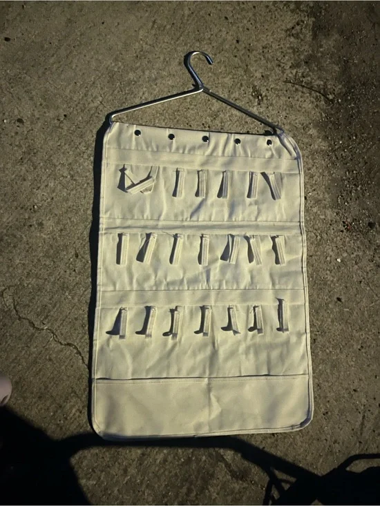 Hanging Jewelry Organizer Pocket Rack - Cream