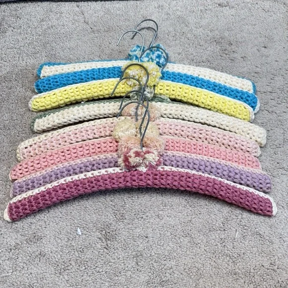 Vintage Crochet Padded Hangers 8 Pieces Lingerie Clothes Wedding Bridal Cottage