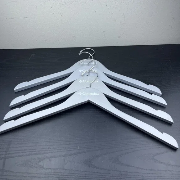 Columbia Sportswear Company Wooden Clothes Hangers Gray Set of 4